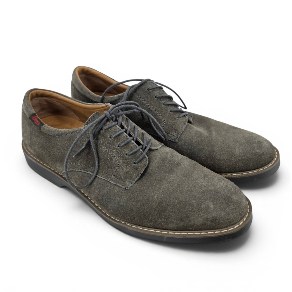 Bass Pasadena II Mens 10.5M Gray Suede Derby Oxford Shoes Leather Upper EUC